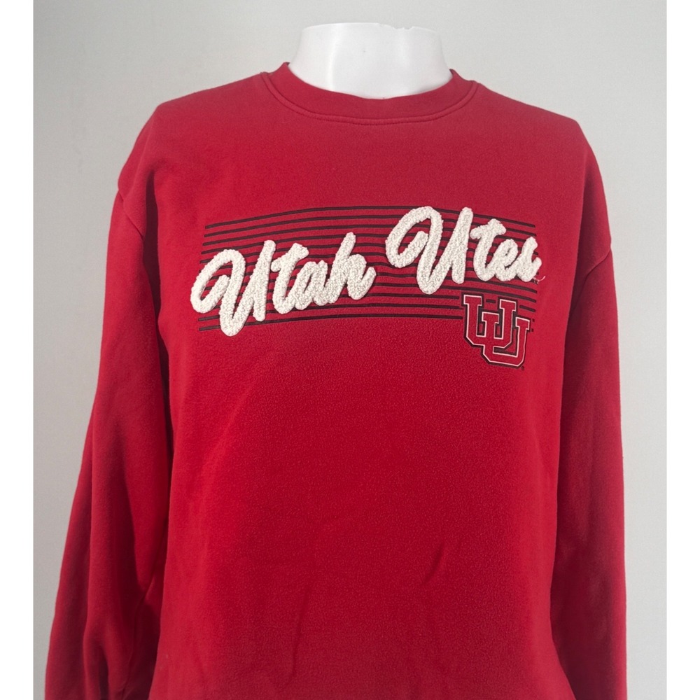 Champion Utah Utes Sweatshirt Mens Medium Red Crewneck Pullover NCAA Collegiate